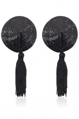Круглі пестіси чорного кольору на груди з китичками