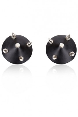 Leather breast stickers with spikes