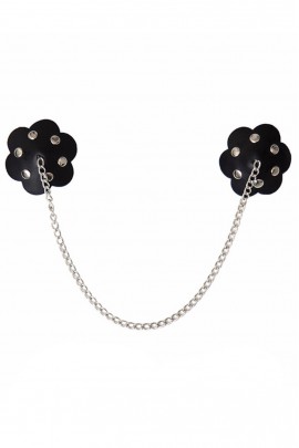 Leather breast stickers with chain