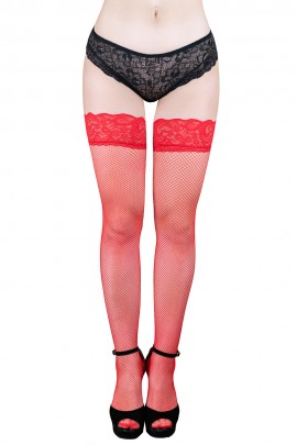 Красные чулки-сетка
