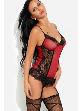 Red Body - Lingerie with Adeline Garters