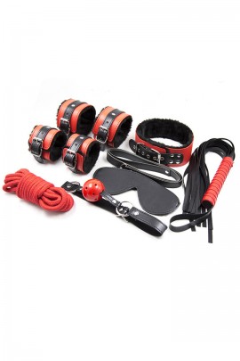 Набор БДСМ аксессуаров черно-красного цвета