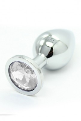 Анальная пробка с камушком, средняя 8х3,5 см