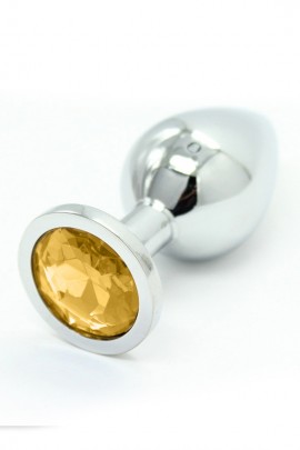 Анальная пробка с камушком, большая 9х4 см