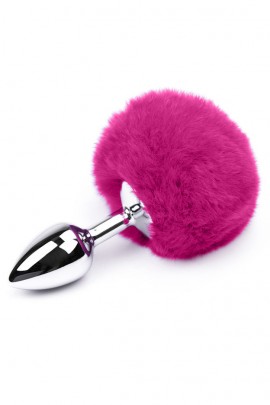 Анальна пробка з пухнастим малиновым хвостиком