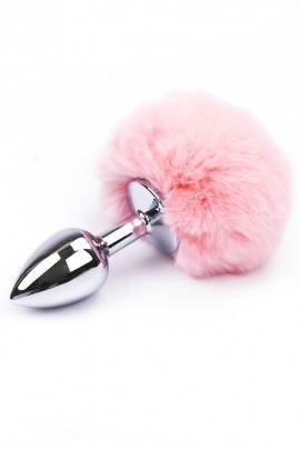 Анальна пробка з пухнастим рожевим хвостиком