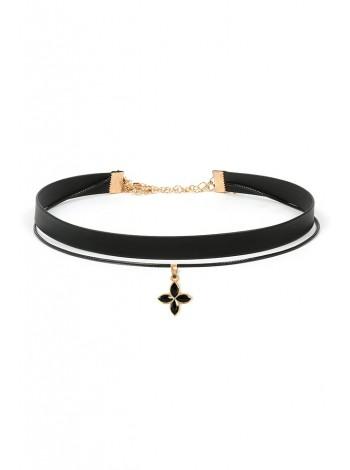 Leather Choker with Floret Decoration