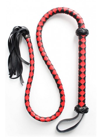 Black and red leather braided knot Queen