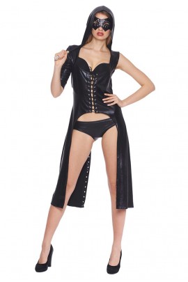 Сексуальний шкіряний плащ зі шнурівкою