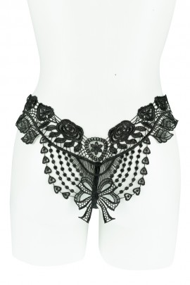 Чорні трусики з ажурною вишивкою