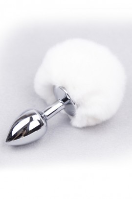 Anal plug with fluffy white tail