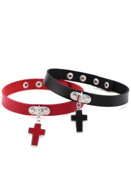 Кожаный чокер с крестом