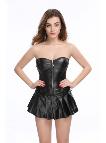 Black leather corset with elly skirt