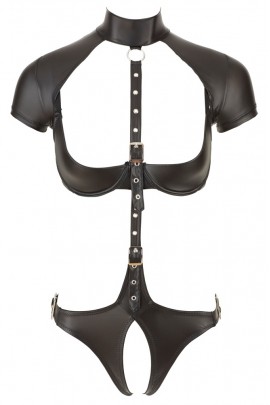 Открытое боди матового черного цвета