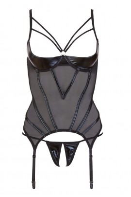 Откровенный полупрозрачный черный корсет