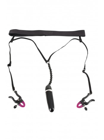 Belt with clips and vibrator