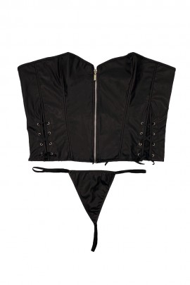 Black artificial leather corset