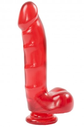 Гелевый фаллоимитатор Doc Johnson Jelly Jewels - Cock and Balls with Suction Cup - Red