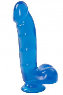 Гелевый фаллоимитатор Doc Johnson Jelly Jewels - Cock and Balls with Suction Cup - Blue