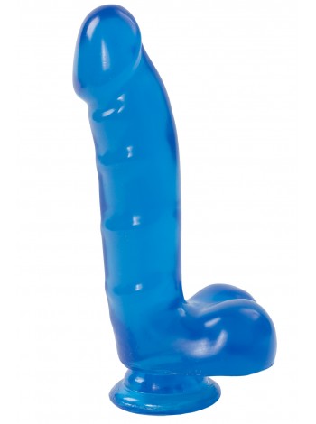 Гелевий фалоімітатор Doc Johnson Jelly Jewels - Cock and Balls with Suction Cup - Blue
