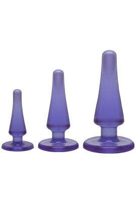 Set of anal traffic jams Doc Johnson Crystal Jellies Anal - Purple, diameter 2 cm, 3 cm, 4cm