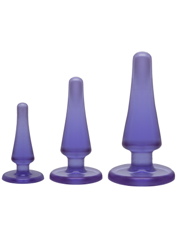 Набор анальных пробок Doc Johnson Crystal Jellies Anal - Purple, диаметр 2см, 3см, 4см