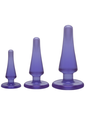 Set of anal traffic jams Doc Johnson Crystal Jellies Anal - Purple, diameter 2 cm, 3 cm, 4cm