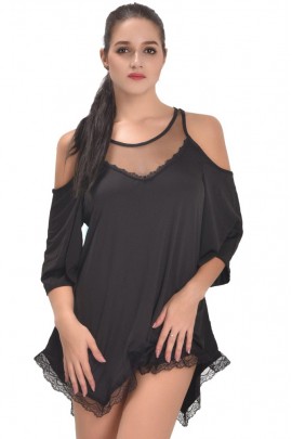Чорний пеньюар-накидка