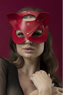 Красная маска кошки из натуральной кожи Feral Feelings - Catwoman Mask