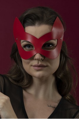 Red Natural Leather Cat Mask Fel Feelings - Kitten Mask