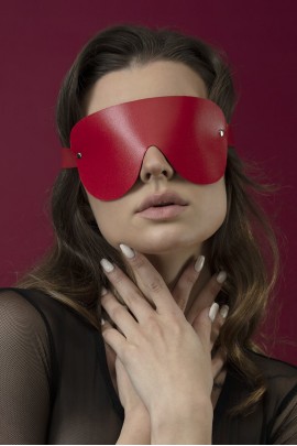 Красная кожаная маска на глаза Feral Feelings - Blindfold Mask