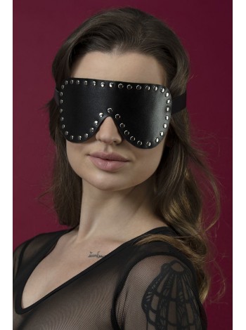 Leather black eye mask with rivets Feral Feelings - Blindfold Mask