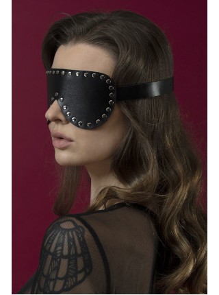 Leather black eye mask with rivets Feral Feelings - Blindfold Mask