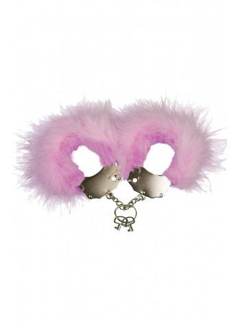 Металеві наручники з рожевим пухом Adrien Lastic Handcuffs Pink