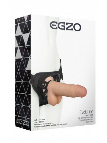 Жіночий страпон з ременями харнесс EGZO Evolution STR006