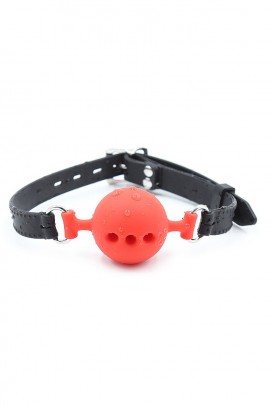 Red silicone gag with holes