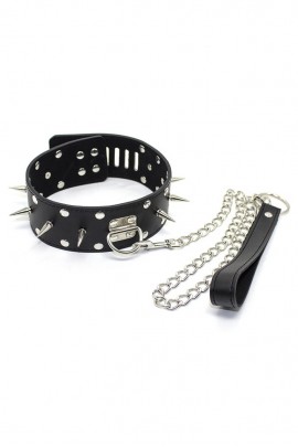 Шкіряний БДСМ нашийник з повідцем