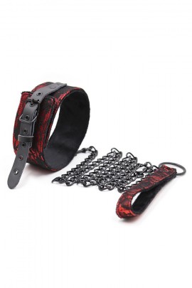 Тканинний БДСМ нашийник з повідцем