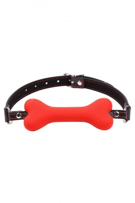 Red gag bone in mouth