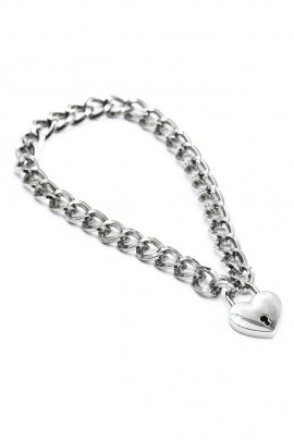 Metal collar with heart lock