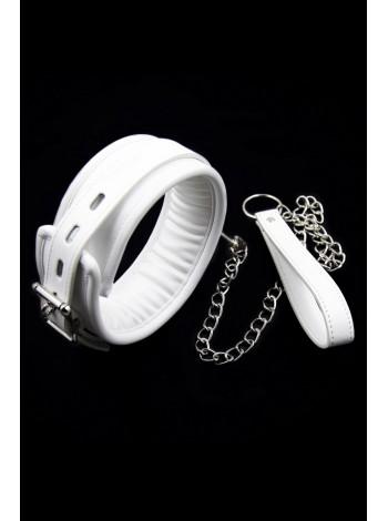 Soft BDSM White Collar with Leash
