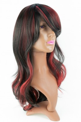 Женский черно-красный парик