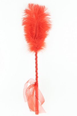 Щекоталка из страусиного пера красного цвета