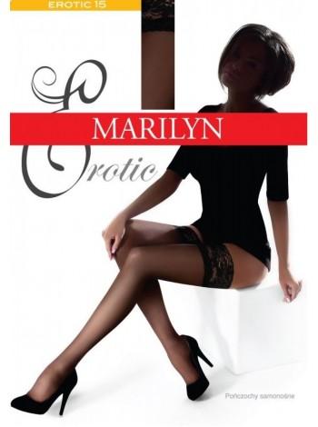 Черные чулки с резинкой на силиконе Marilyn Erotic 15den, размер 5