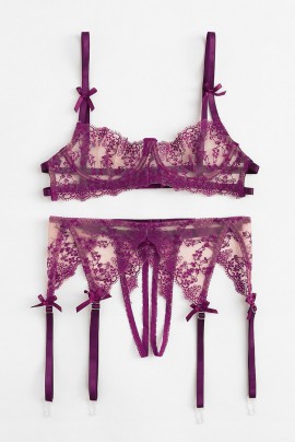 Sexy burgundy laundry set of lace