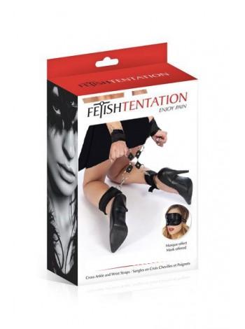 Cross-fixator for legs and hand with mask on the eyes of Fetish Tentation Cross Ankle and Wrist Straps