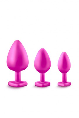 Набор розовых анальных пробок LUXE BLING PLUGS TRAINING KIT, диаметр 2,5-4,4см