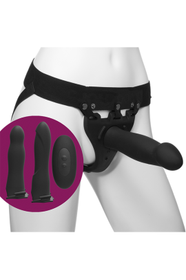 Set of strapon with vibration Doc Johnson Body Extensions - Be Naughty - Black