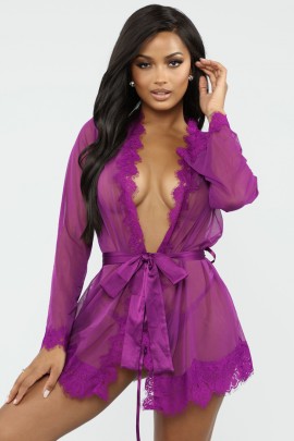 Малиновий напівпрозорий халатик