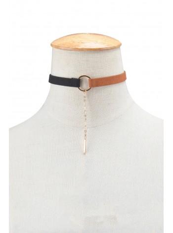 Choker on the neck, black with brown